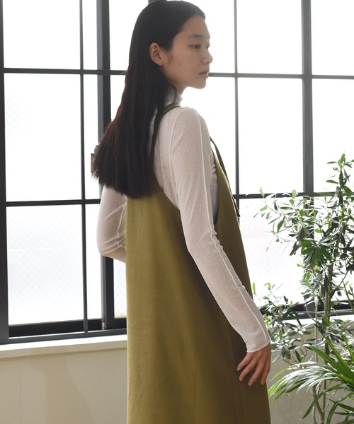 Alley by w closet（アリーバイダブルクローゼット）の「【SETUP対応】【Alley】エコウールキャミワンピース（ワンピース・レディース・ベージュ/モスグリーン・FREE）」の9枚目の写真