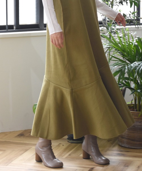 Alley by w closet（アリーバイダブルクローゼット）の「【SETUP対応】【Alley】エコウールキャミワンピース（ワンピース・レディース・ベージュ/モスグリーン・FREE）」の8枚目の写真