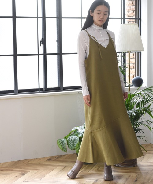 Alley by w closet（アリーバイダブルクローゼット）の「【SETUP対応】【Alley】エコウールキャミワンピース（ワンピース・レディース・ベージュ/モスグリーン・FREE）」の16枚目の写真