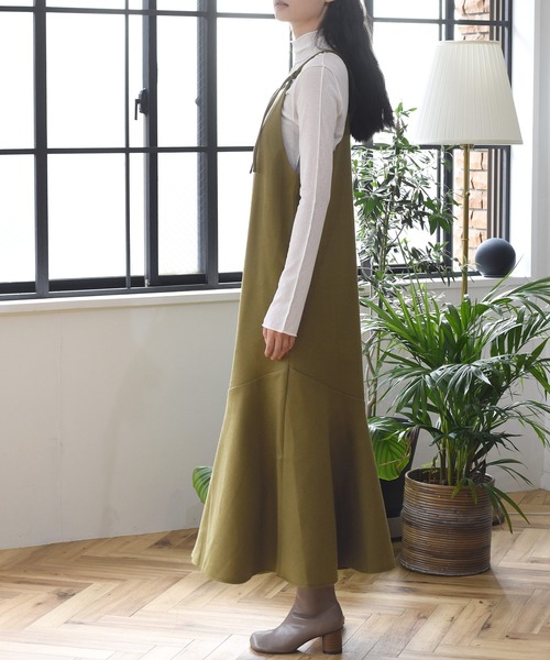 Alley by w closet（アリーバイダブルクローゼット）の「【SETUP対応】【Alley】エコウールキャミワンピース（ワンピース・レディース・ベージュ/モスグリーン・FREE）」の13枚目の写真