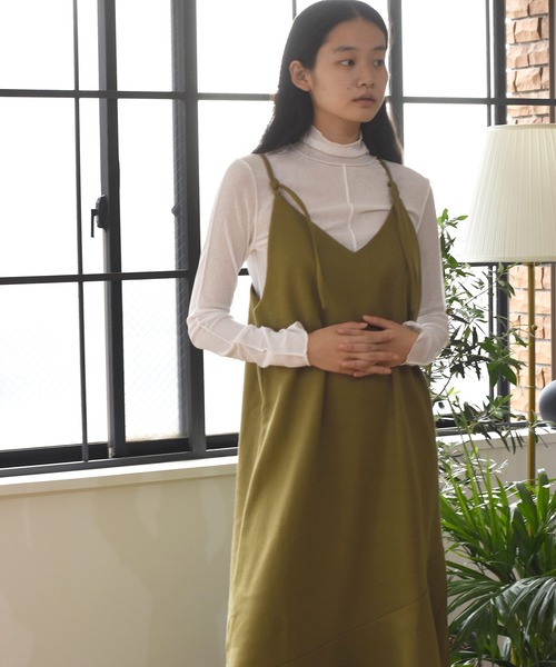 Alley by w closet（アリーバイダブルクローゼット）の「【SETUP対応】【Alley】エコウールキャミワンピース（ワンピース・レディース・ベージュ/モスグリーン・FREE）」の12枚目の写真