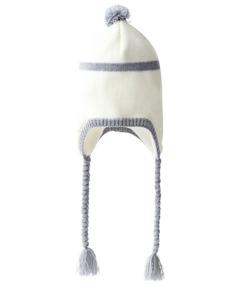 X-girl（エックスガール）の「LINE KNIT BEANIE（ニットキャップ/ビーニー・レディース・ホワイト/ブラウン/ブラック・ONE SIZE）」の4枚目の写真