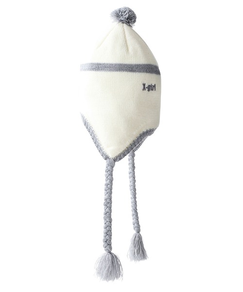 X-girl（エックスガール）の「LINE KNIT BEANIE（ニットキャップ/ビーニー・レディース・ホワイト/ブラウン/ブラック・ONE SIZE）」の5枚目の写真