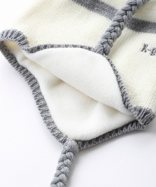 X-girl（エックスガール）の「LINE KNIT BEANIE（ニットキャップ/ビーニー・レディース・ホワイト/ブラウン/ブラック・ONE SIZE）」の10枚目の写真