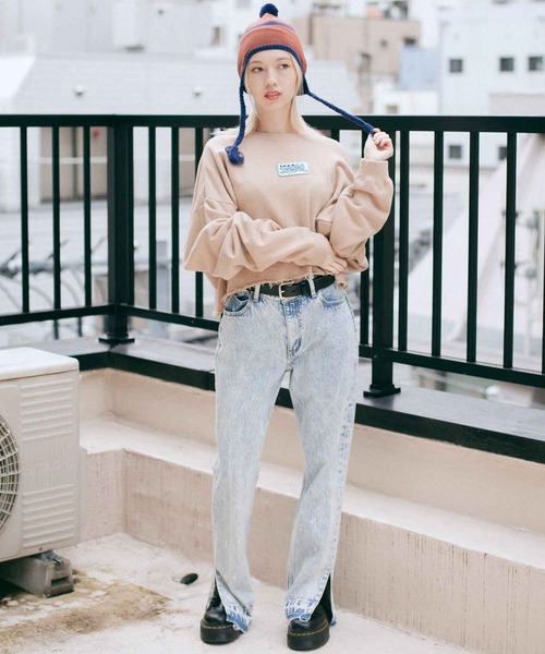 X-girl（エックスガール）の「LINE KNIT BEANIE（ニットキャップ/ビーニー・レディース・ホワイト/ブラウン/ブラック・ONE SIZE）」の14枚目の写真