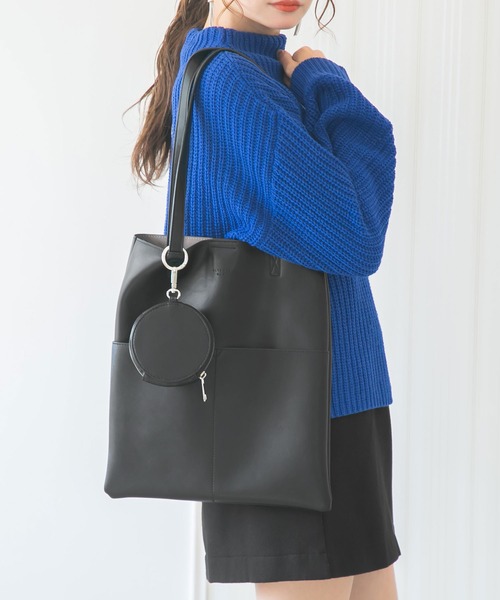 Newlyme（ニューリーミー）の「ミニポーチ付きショルダーバッグ（ショルダーバッグ・レディース・ブラック/ブラウン/グレー/グリーン・FREE）」の7枚目の写真