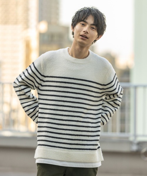 GLOBAL WORK（グローバルワーク）の「フワフワHug meレイヤード/238126（ニット/セーター・メンズ・ベージュ/サックスブルー/その他1/ダークグレー/ブラウン系その他6・SMALL/LARGE/X-LARGE/MEDIUM）」の5枚目の写真