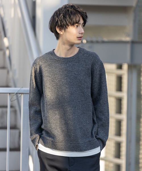 GLOBAL WORK（グローバルワーク）の「フワフワHug meレイヤード/238126（ニット/セーター・メンズ・ベージュ/サックスブルー/その他1/ダークグレー/ブラウン系その他6・SMALL/LARGE/X-LARGE/MEDIUM）」の2枚目の写真