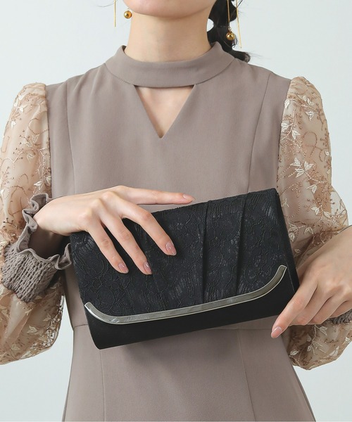 Kana（カナ）の「レース プリーツ スマート 3Way パーティーバッグ 結婚式 お呼ばれ オケージョン（クラッチバッグ・レディース・シルバー/ベージュ/ブラック・フリー）」の6枚目の写真