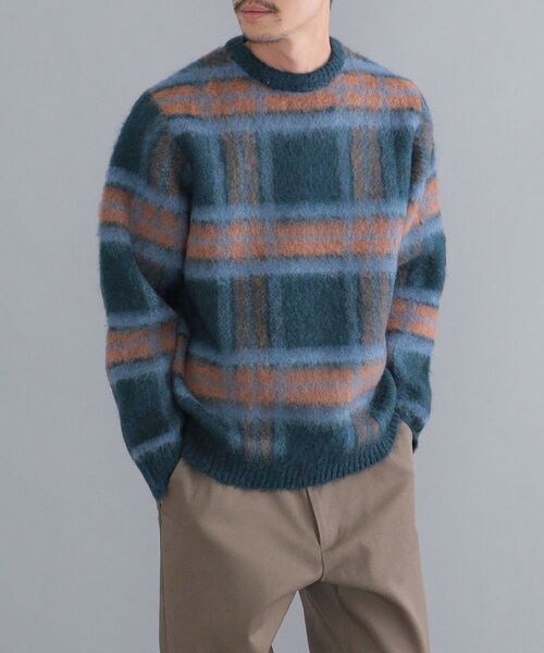 SHIPS（シップス）の「SHIPS: リラックス チェック クルーネックニット（ニット/セーター・メンズ・ベージュ/ネイビー/グリーン/ワイン・SMALL/MEDIUM/LARGE/X-LARGE）」の4枚目の写真