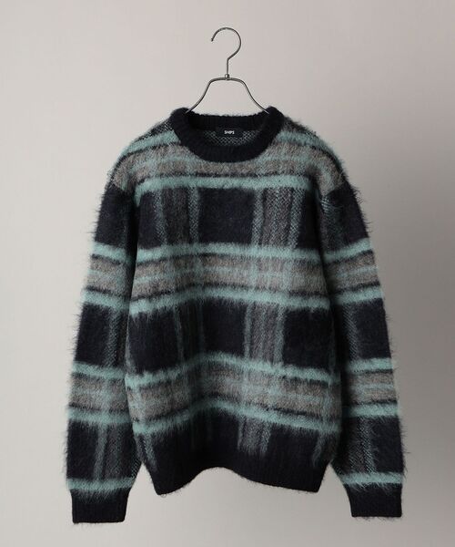SHIPS（シップス）の「SHIPS: リラックス チェック クルーネックニット（ニット/セーター・メンズ・ベージュ/ネイビー/グリーン/ワイン・SMALL/MEDIUM/LARGE/X-LARGE）」の3枚目の写真