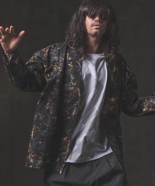 GLIMCLAP（グリムクラップ）の「mj8365-Botanical pattern loose silhouette jacket ジャケット（テーラードジャケット・メンズ・ブラック/オフホワイト・L/M/S）」の6枚目の写真
