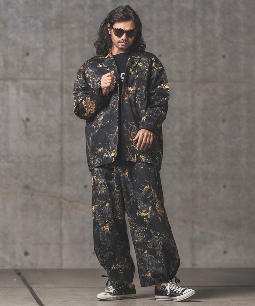 GLIMCLAP（グリムクラップ）の「mj8365-Botanical pattern loose silhouette jacket ジャケット（テーラードジャケット・メンズ・ブラック/オフホワイト・L/M/S）」の12枚目の写真