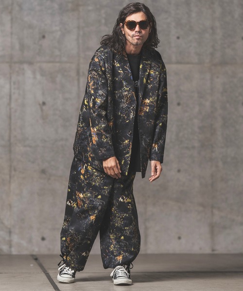 GLIMCLAP（グリムクラップ）の「mj8365-Botanical pattern loose silhouette jacket ジャケット（テーラードジャケット・メンズ・ブラック/オフホワイト・L/M/S）」の13枚目の写真