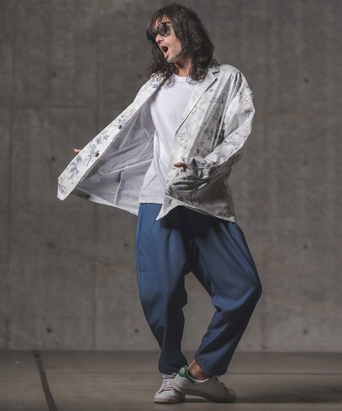 GLIMCLAP（グリムクラップ）の「mj8365-Botanical pattern loose silhouette jacket ジャケット（テーラードジャケット・メンズ・ブラック/オフホワイト・L/M/S）」の18枚目の写真