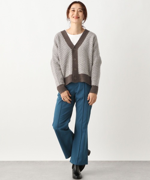 LEPSIM（レプシィム）の「7ゲージヘリンボカシガラカーディガン　260755（カーディガン/ボレロ・レディース・ブラウン/グレー・FREE）」の4枚目の写真