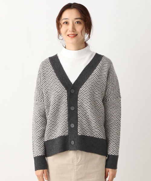 LEPSIM（レプシィム）の「7ゲージヘリンボカシガラカーディガン　260755（カーディガン/ボレロ・レディース・ブラウン/グレー・FREE）」の5枚目の写真