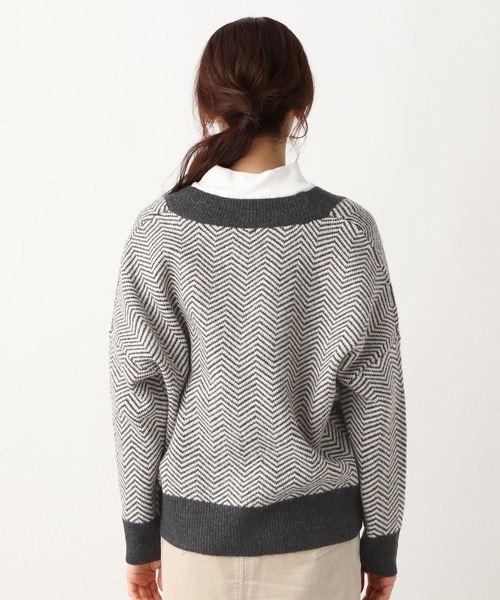 LEPSIM（レプシィム）の「7ゲージヘリンボカシガラカーディガン　260755（カーディガン/ボレロ・レディース・ブラウン/グレー・FREE）」の7枚目の写真