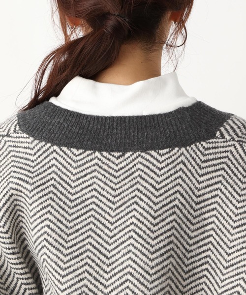 LEPSIM（レプシィム）の「7ゲージヘリンボカシガラカーディガン　260755（カーディガン/ボレロ・レディース・ブラウン/グレー・FREE）」の11枚目の写真