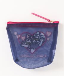 ネイビー メッシュポーチ刺繍デザイン ネイビー メッシュポーチ刺繍デザイン