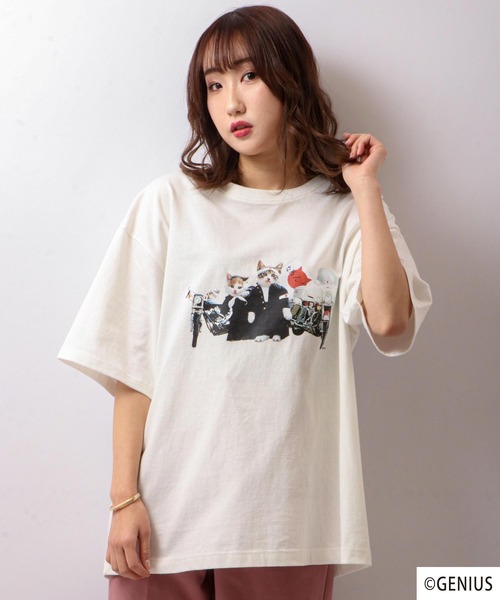 FUNALIVE(ファンアライブ)の「なめねこ プリントオーバーTee(Tシャツ/カットソー・メンズ・ホワイト系その他2/ホワイト系その他3/ブラック系その他2/ブラック系その他3/ブルー系その他/ブラック系その他/ホワイト系その他/ブラック/ブルー/ホワイト・LL/M/L)」の3枚目の写真
