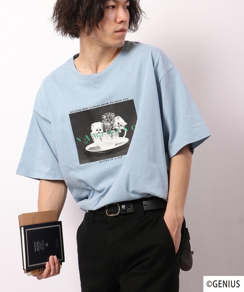 FUNALIVE(ファンアライブ)の「なめねこ プリントオーバーTee(Tシャツ/カットソー・メンズ・ホワイト系その他2/ホワイト系その他3/ブラック系その他2/ブラック系その他3/ブルー系その他/ブラック系その他/ホワイト系その他/ブラック/ブルー/ホワイト・LL/M/L)」の10枚目の写真