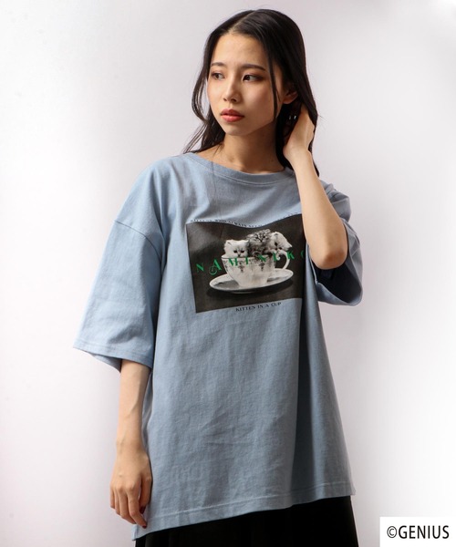 FUNALIVE(ファンアライブ)の「なめねこ プリントオーバーTee(Tシャツ/カットソー・メンズ・ホワイト系その他2/ホワイト系その他3/ブラック系その他2/ブラック系その他3/ブルー系その他/ブラック系その他/ホワイト系その他/ブラック/ブルー/ホワイト・LL/M/L)」の11枚目の写真