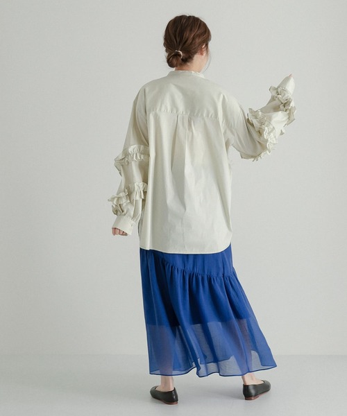 LAATO(ラート)の「LOVE FRILL SHIRTS(シャツ/ブラウス・レディース・チャコールグレー/オフホワイト・FREE)」の12枚目の写真