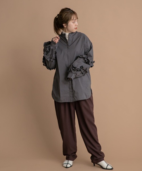 LAATO(ラート)の「LOVE FRILL SHIRTS(シャツ/ブラウス・レディース・チャコールグレー/オフホワイト・FREE)」の20枚目の写真