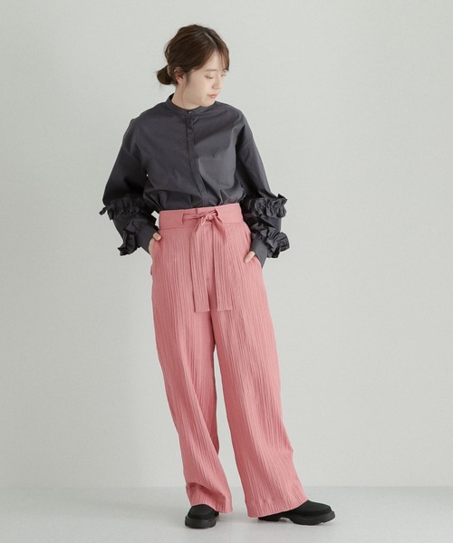 LAATO(ラート)の「LOVE FRILL SHIRTS(シャツ/ブラウス・レディース・チャコールグレー/オフホワイト・FREE)」の16枚目の写真