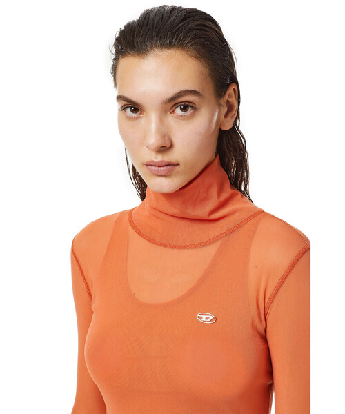 DIESEL（ディーゼル）の「レディース ハイネック 長袖トップス シースルー メッシュ Dロゴ（その他トップス・レディース・イエロー/オレンジ・SMALL/MEDIUM/LARGE/X-LARGE）」の4枚目の写真