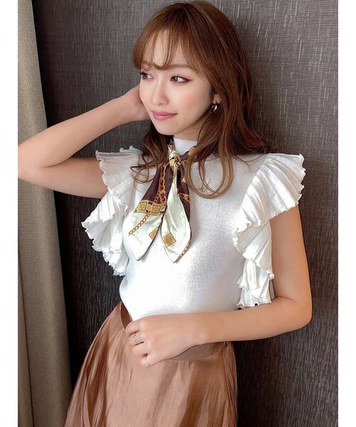 RESEXXY（リゼクシー）の「スカーフ付フリルニット（ニット/セーター・レディース・ホワイト/ブラック/ベージュ/ミント・FREE）」の5枚目の写真