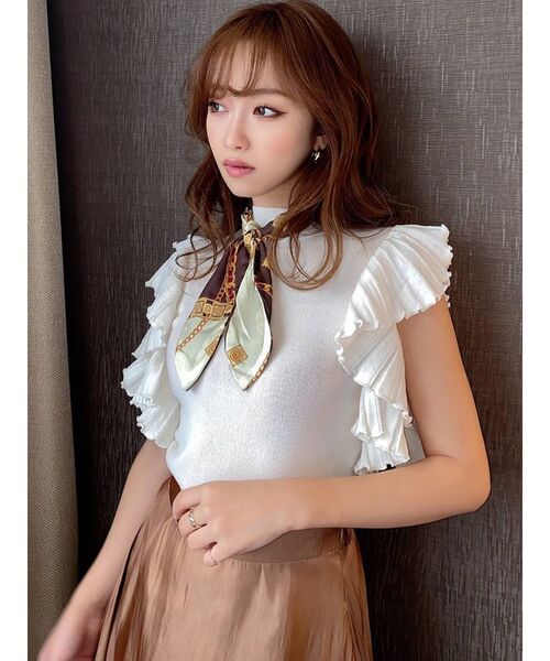 RESEXXY（リゼクシー）の「スカーフ付フリルニット（ニット/セーター・レディース・ホワイト/ブラック/ベージュ/ミント・FREE）」の6枚目の写真