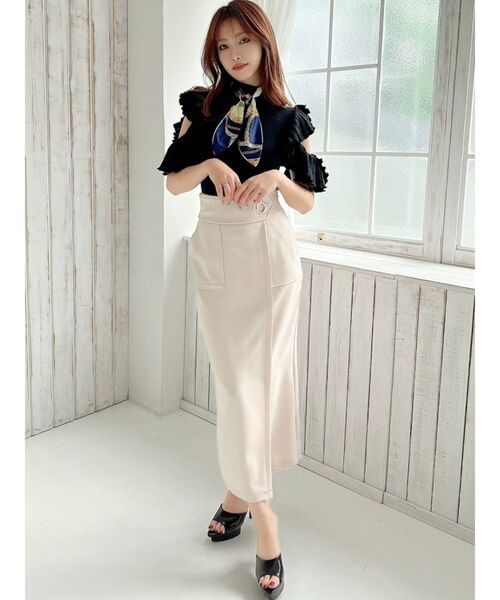 RESEXXY（リゼクシー）の「スカーフ付フリルニット（ニット/セーター・レディース・ホワイト/ブラック/ベージュ/ミント・FREE）」の19枚目の写真