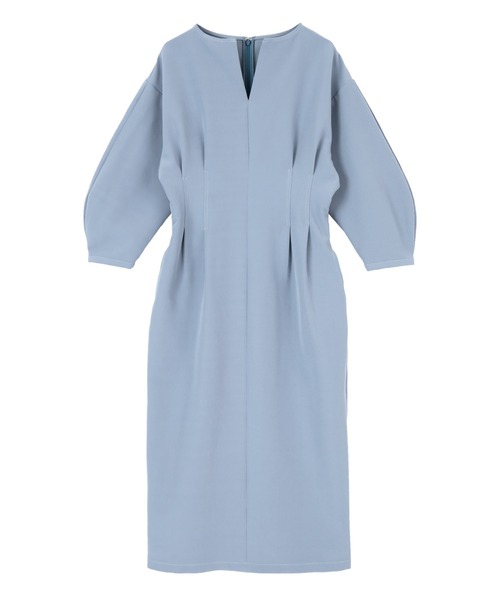 UR'S（ユアーズ）の「オフィスキーネックタックウエストワンピース（ワンピース・レディース・ベージュ/ネイビー/ブルー/ライトブルー・S/M/L）」の7枚目の写真