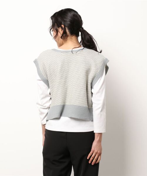 ehka sopo（エヘカソポ）の「前後着ジャカードベスト（ベスト・レディース・キナリ/グレー/ブラック・ﾌﾘ-）」の5枚目の写真