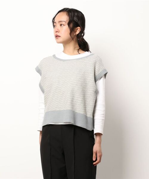 ehka sopo（エヘカソポ）の「前後着ジャカードベスト（ベスト・レディース・キナリ/グレー/ブラック・ﾌﾘ-）」の6枚目の写真