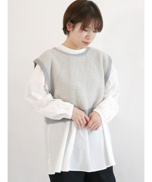 ehka sopo（エヘカソポ）の「前後着ジャカードベスト（ベスト・レディース・キナリ/グレー/ブラック・ﾌﾘ-）」の3枚目の写真