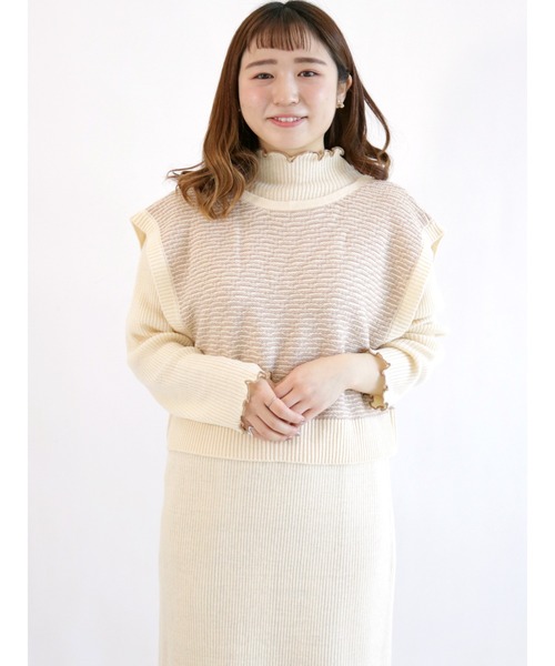 ehka sopo（エヘカソポ）の「前後着ジャカードベスト（ベスト・レディース・キナリ/グレー/ブラック・ﾌﾘ-）」の2枚目の写真