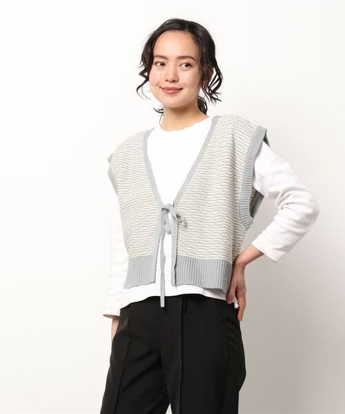 ehka sopo（エヘカソポ）の「前後着ジャカードベスト（ベスト・レディース・キナリ/グレー/ブラック・ﾌﾘ-）」の8枚目の写真