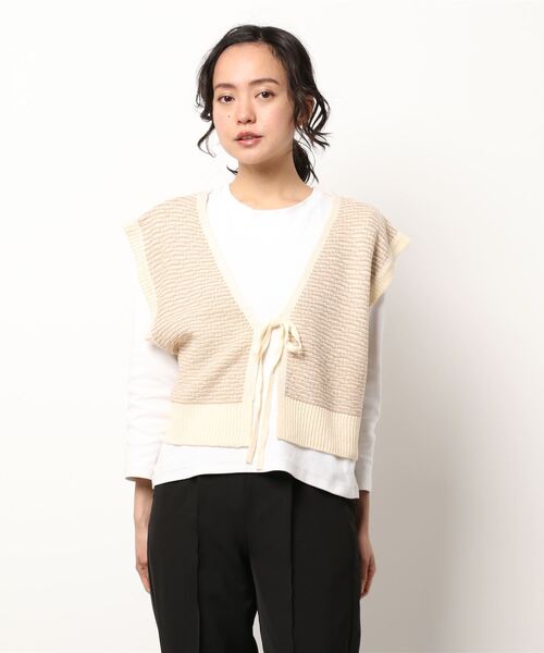 ehka sopo（エヘカソポ）の「前後着ジャカードベスト（ベスト・レディース・キナリ/グレー/ブラック・ﾌﾘ-）」の7枚目の写真