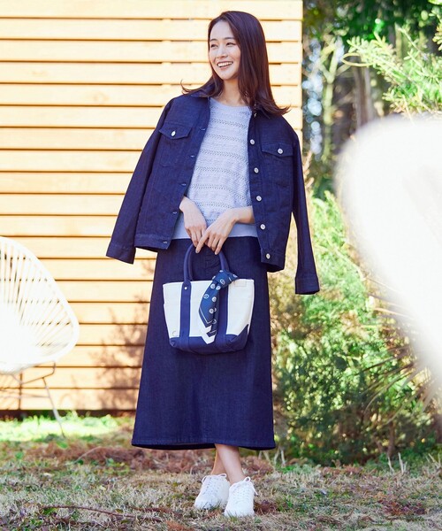 J.PRESS(ジェイプレス)の「【洗える】コットンテープレーシー ニット(ニット/セーター・レディース・ホワイト系/ベージュ系/サックスブルー系/オレンジ系・MEDIUM/LARGE)」の6枚目の写真