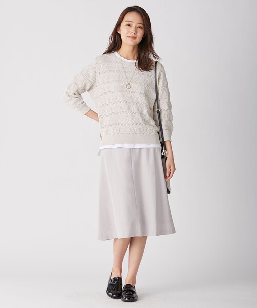 J.PRESS(ジェイプレス)の「【洗える】コットンテープレーシー ニット(ニット/セーター・レディース・ホワイト系/ベージュ系/サックスブルー系/オレンジ系・MEDIUM/LARGE)」の11枚目の写真
