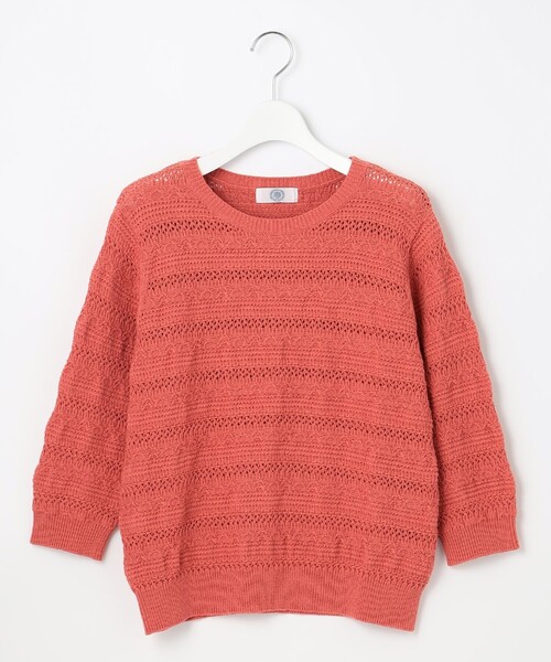 J.PRESS(ジェイプレス)の「【洗える】コットンテープレーシー ニット(ニット/セーター・レディース・ホワイト系/ベージュ系/サックスブルー系/オレンジ系・MEDIUM/LARGE)」の14枚目の写真