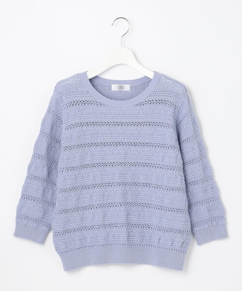 J.PRESS(ジェイプレス)の「【洗える】コットンテープレーシー ニット(ニット/セーター・レディース・ホワイト系/ベージュ系/サックスブルー系/オレンジ系・MEDIUM/LARGE)」の16枚目の写真