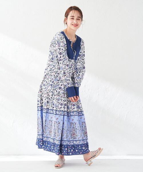 coen(コーエン)の「Market(マーケット)パネルプリントロングワンピース(ワンピース・レディース・コバルトブルー/ライトグレー・FREE)」の14枚目の写真