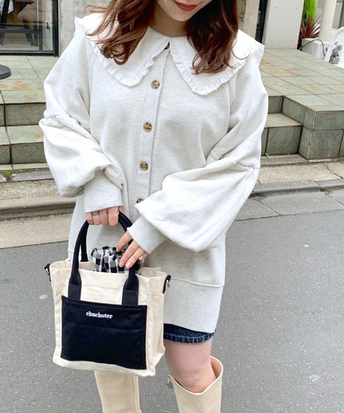 OLIVE des OLIVE（オリーブデオリーブ）の「2wayボリュームカーディガン（カーディガン/ボレロ・レディース・ライトグレー/ネイビー/アイボリー/ミント・FREE）」の3枚目の写真