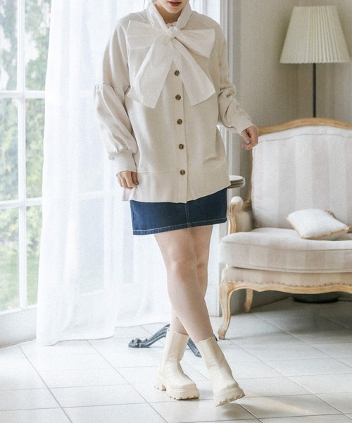 OLIVE des OLIVE（オリーブデオリーブ）の「2wayボリュームカーディガン（カーディガン/ボレロ・レディース・ライトグレー/ネイビー/アイボリー/ミント・FREE）」の16枚目の写真