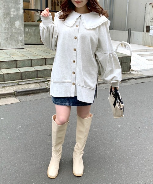 OLIVE des OLIVE（オリーブデオリーブ）の「2wayボリュームカーディガン（カーディガン/ボレロ・レディース・ライトグレー/ネイビー/アイボリー/ミント・FREE）」の6枚目の写真