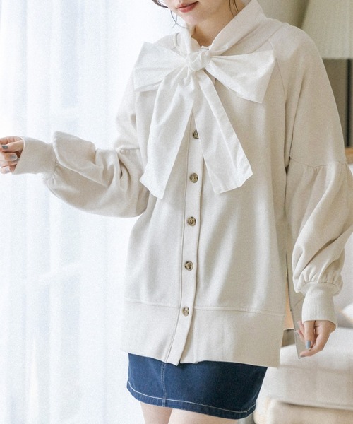 OLIVE des OLIVE（オリーブデオリーブ）の「2wayボリュームカーディガン（カーディガン/ボレロ・レディース・ライトグレー/ネイビー/アイボリー/ミント・FREE）」の5枚目の写真